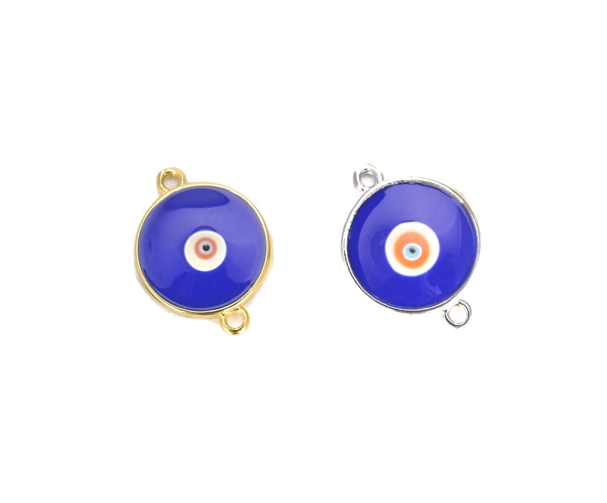 14K Gold Filled Enamel Evil Eye Connector, Enamel Evil Eye Charm, Turkish Evil Eye, Evil Eye Charm, Evil Eye Necklace, 19x14mm, CN211