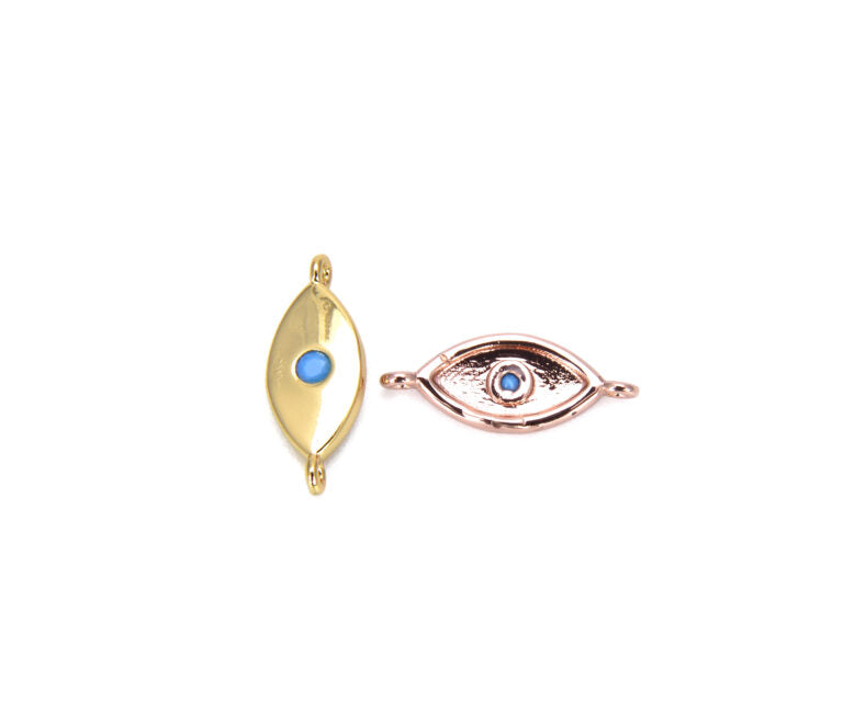 14K Gold Filled Turquoise Evil Eye, Evil Eye Charm Connector, Evil Eye Bracelet Charms, Evil Eye Necklace, Evil Eye Pendant, 18x7mm, CN214