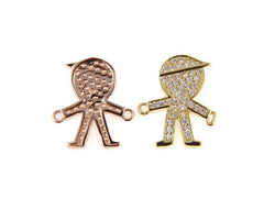 22K Gold Filled Little Boy Connector CZ Micro Pave, Little Boy Charm, Boy Pendant, Boy Charm Necklace, Kid Charms, 17x14mm, CN221