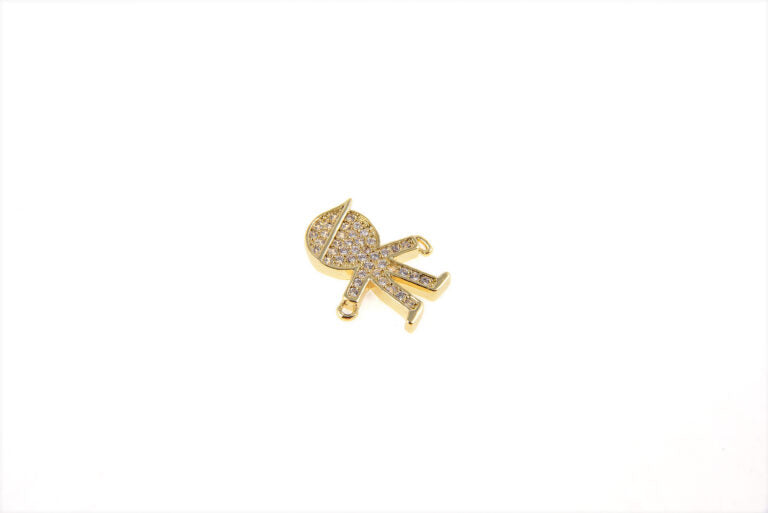 22K Gold Filled Little Boy Connector CZ Micro Pave, Little Boy Charm, Boy Pendant, Boy Charm Necklace, Kid Charms, 17x14mm, CN221