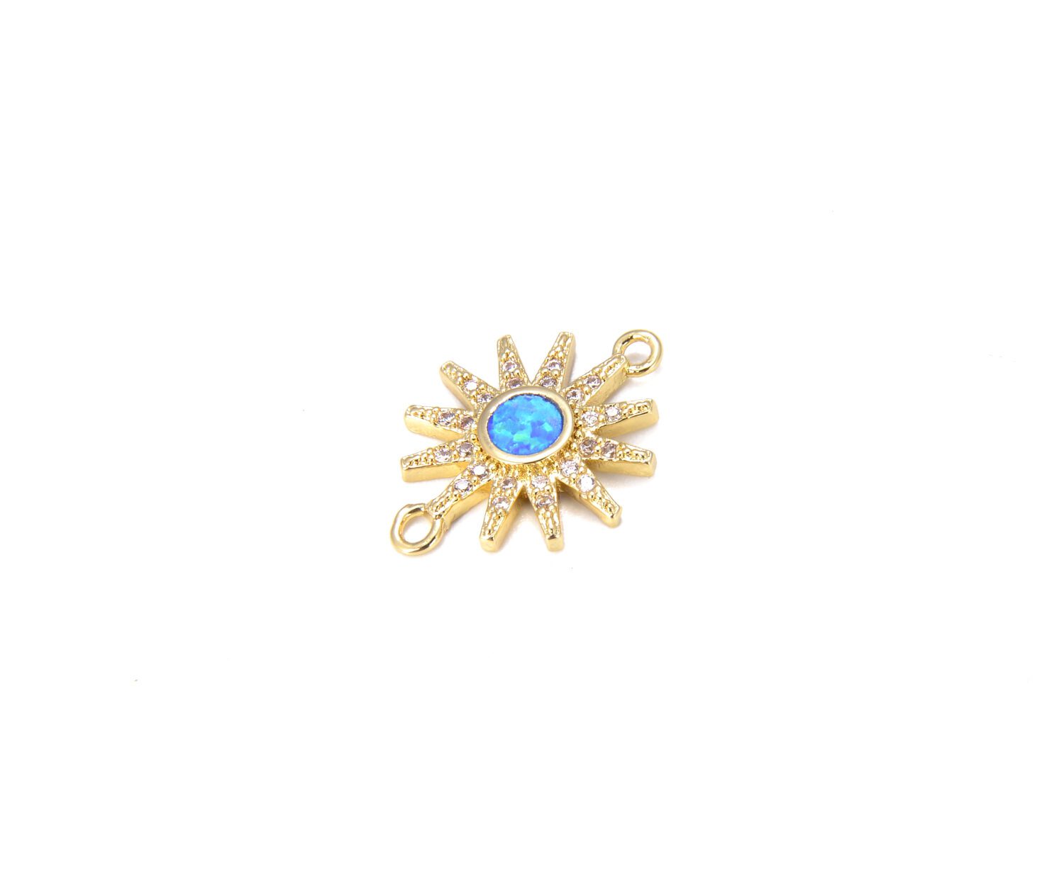 14K Gold Filled Opal Starburst CZ Micro Pave Connector, Starburst Pendant, Star Charm, Star Necklace, Charm Necklace, 18x14mm, CN224