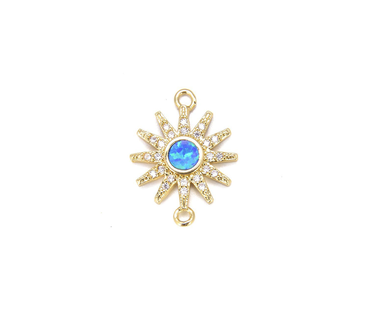 14K Gold Filled Opal Starburst CZ Micro Pave Connector, Starburst Pendant, Star Charm, Star Necklace, Charm Necklace, 18x14mm, CN224