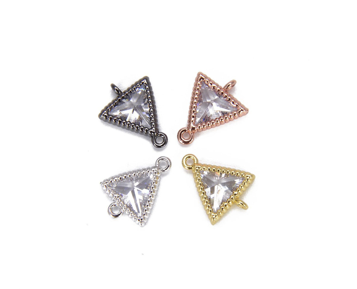 18K Gold Filled Triangle CZ Micro Pave Connector, Triangle Necklace, Triangle Connector, Triangle Charms, Connector, 11x8mm, CN226