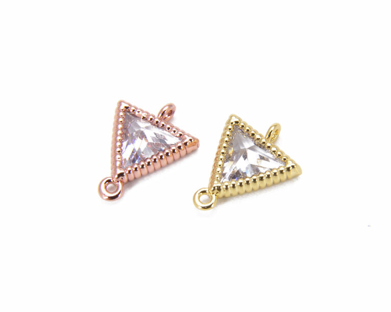 18K Gold Filled Triangle CZ Micro Pave Connector, Triangle Necklace, Triangle Connector, Triangle Charms, Connector, 11x8mm, CN226