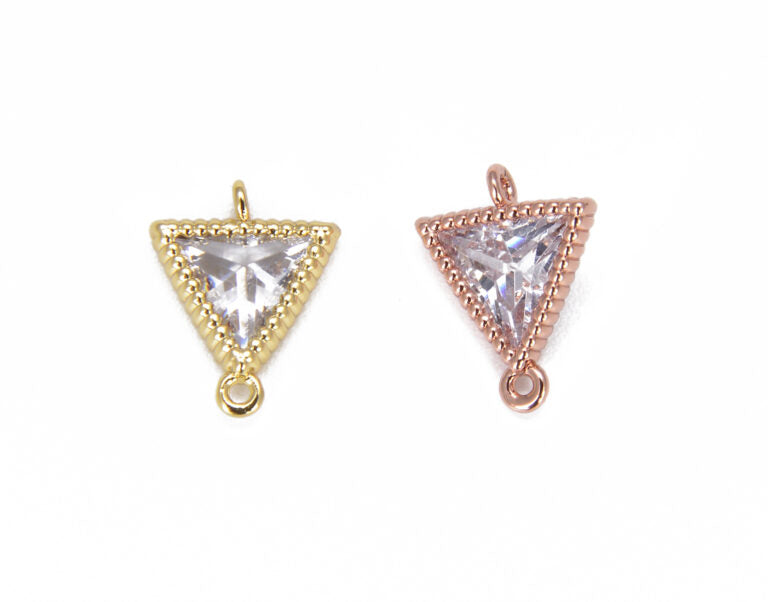 18K Gold Filled Triangle CZ Micro Pave Connector, Triangle Necklace, Triangle Connector, Triangle Charms, Connector, 11x8mm, CN226