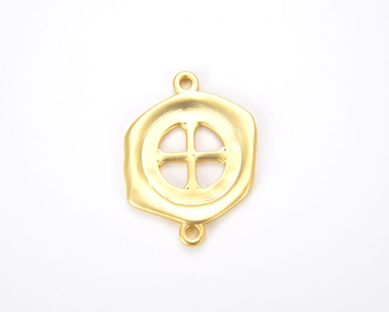 18K Gold Filled Brush Gold Crucifix Connector, Gold Cross Necklace, Crucifix Cross Pendant for Necklace Bracelet Jewelry, 35x26mm, CN228