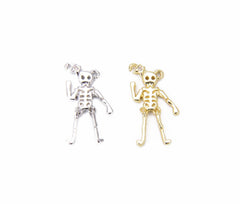 14K Gold Filled Skeleton Charm Pendant, Halloween Charm, Zombie Charm, Skeleton Necklace, Connector Charms, 18x11mm, CN252