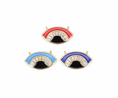 14K Gold Filled Enamel Evil Eye Connector, Evil Eye Charm, Evil Eye Pendant, Evil Eye Jewelry, Connector Charms, 23x13mm, CN254