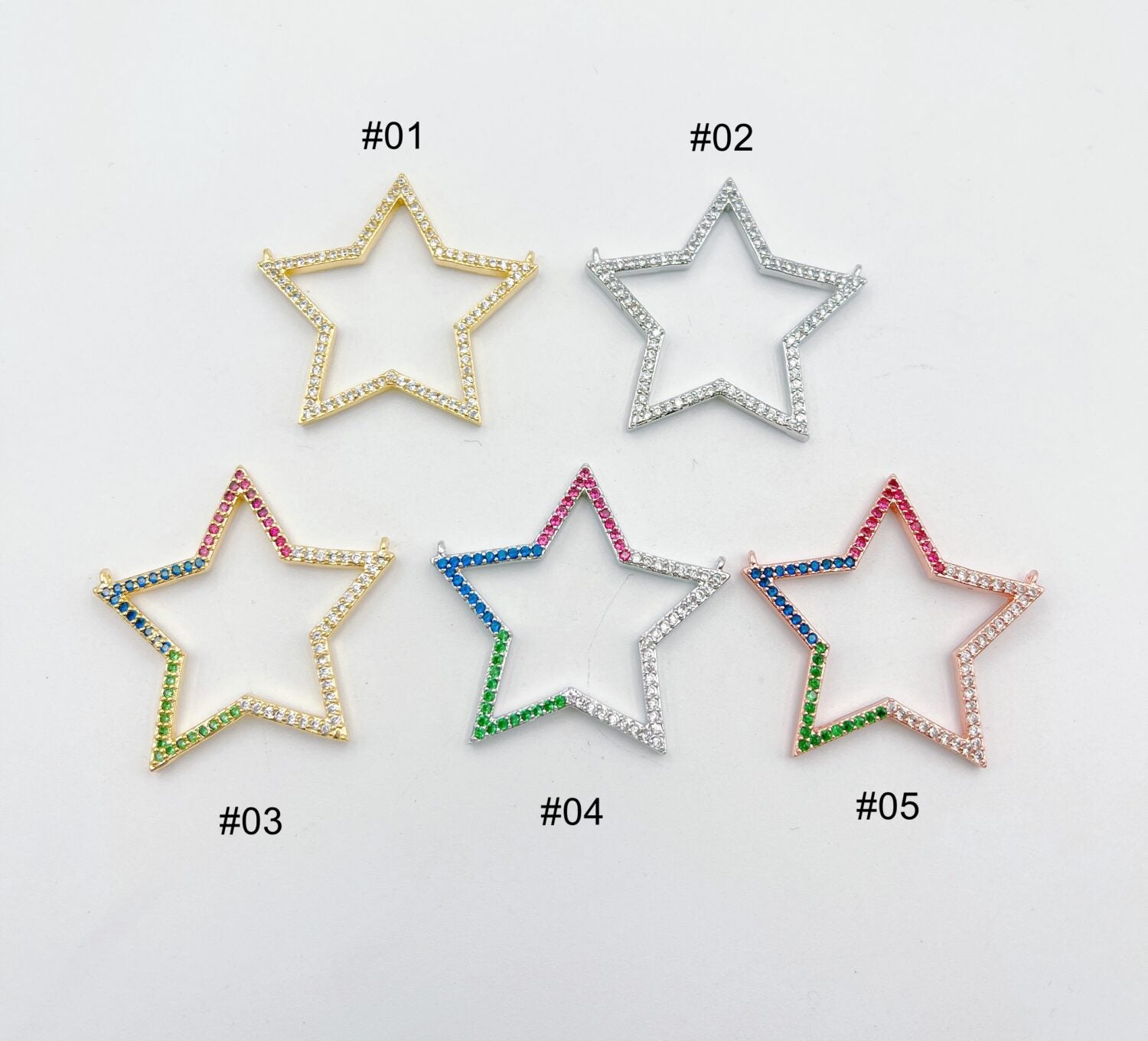 18K Gold Filled Star Charm Connector, Colorful Rainbow CZ Star Pendant for Bracelet Necklace Jewelry Making Supply, CN258