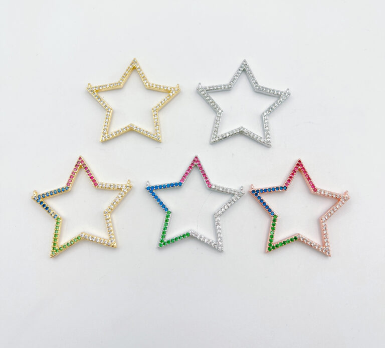 18K Gold Filled Star Charm Connector, Colorful Rainbow CZ Star Pendant for Bracelet Necklace Jewelry Making Supply, CN258