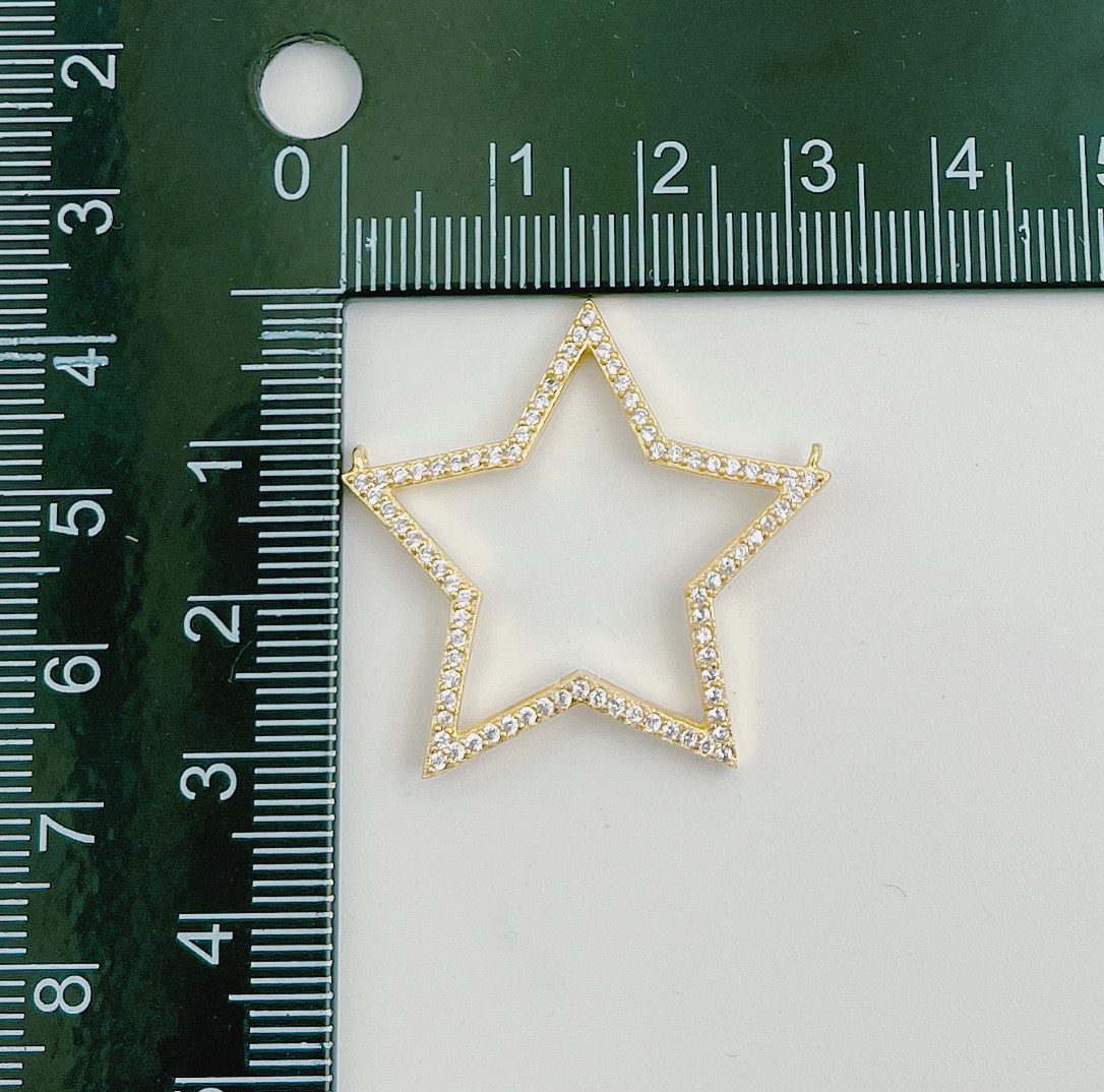 18K Gold Filled Star Charm Connector, Colorful Rainbow CZ Star Pendant for Bracelet Necklace Jewelry Making Supply, CN258