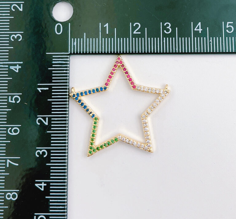 18K Gold Filled Star Charm Connector, Colorful Rainbow CZ Star Pendant for Bracelet Necklace Jewelry Making Supply, CN258