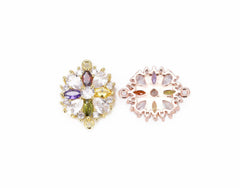 18K Gold Filled CZ Flower Connector, Flower Charm, Flower Pendant, Connector Charms, Flower, Cubic Zirconia, 21x16mm, CN259