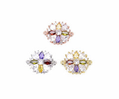 18K Gold Filled CZ Flower Connector, Flower Charm, Flower Pendant, Connector Charms, Flower, Cubic Zirconia, 21x16mm, CN259