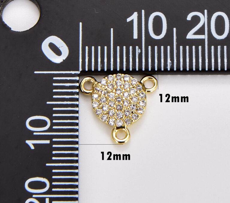 18K Gold Filled 3 Loops Round Connector CZ, Round Shape Tri-Connector, Disc Connector, Pave Connector Charms Necklace Bracelet , 12mm, CN268