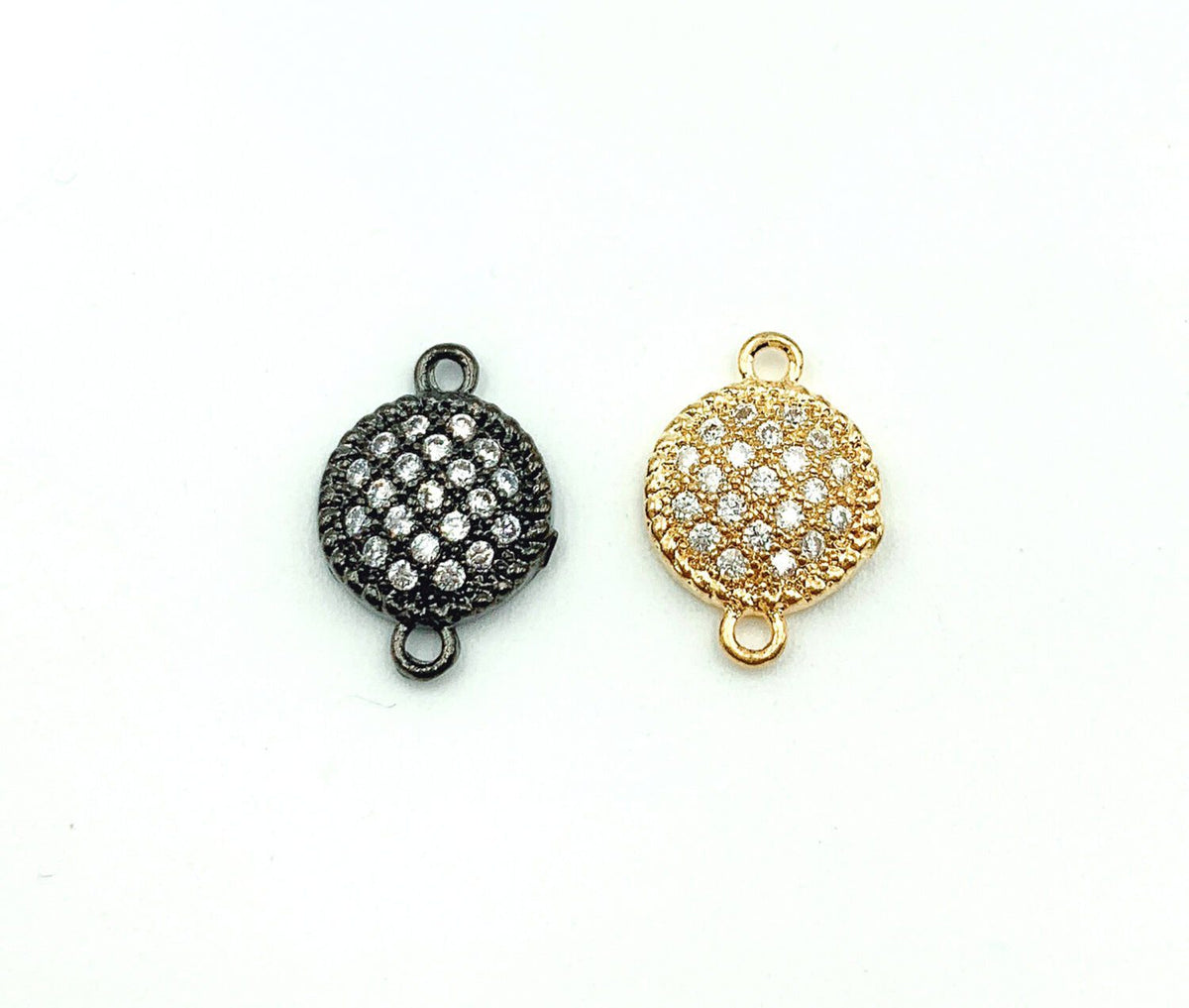 18K Gold Filled Round Shape Charm Connector CZ Micro Pave, Disc Connector, Pave Connector, Connector Charms, Cubic Zirconia, 18mm, CN270