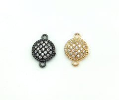 18K Gold Filled Round Shape Charm Connector CZ Micro Pave, Disc Connector, Pave Connector, Connector Charms, Cubic Zirconia, 18mm, CN270