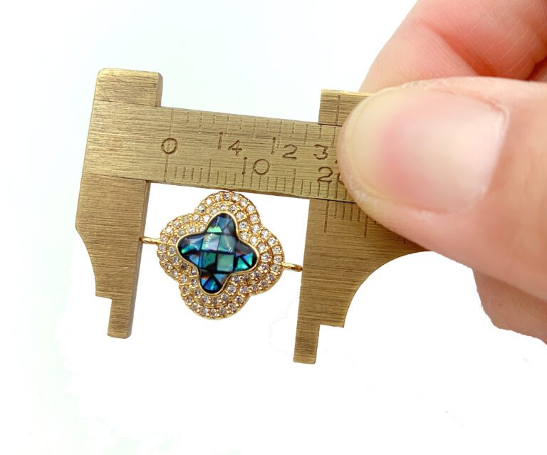 18K Gold Filled Abalone Shell Clover Connectors, Lucky Charm Connector, Cubic Clover Jewelry Craft Supply Link Connector Shamrock Bracelet, CN279