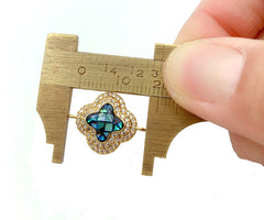 18K Gold Filled Abalone Shell Clover Connectors, Lucky Charm Connector, Cubic Clover Jewelry Craft Supply Link Connector Shamrock Bracelet, CN279