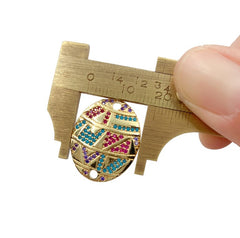 18K Gold Filled Rainbow CZ Oval Connector Charm, CZ Micro Pave Charm, Egg Shape Connector, Gold Oval Shape Connector, 23x18mm, CN285