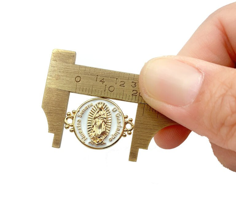 18K Gold Filled Our Lady of Guadalupe Enamel Connector, Virgin Mary Connector, Charm Connector, Gold Connectors, 22x16mm, CN286