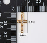 18K Gold Filled Cross Connector, Bracelet Connector, CZ Micro Pave Connector, Religious Connector, Cubic Zirconia, Connector, 20x10mm, CN306