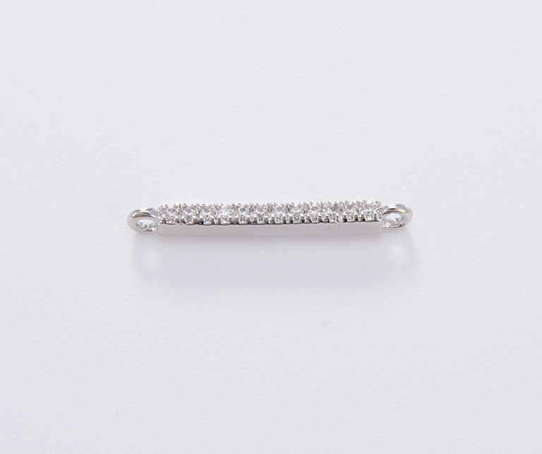 24K Gold Filled Minimalist Rectangular Bar Connector Micro Pave CZ DIY Charm Necklace Bracelet Findings for Jewelry Making, 20x2mm, CN361