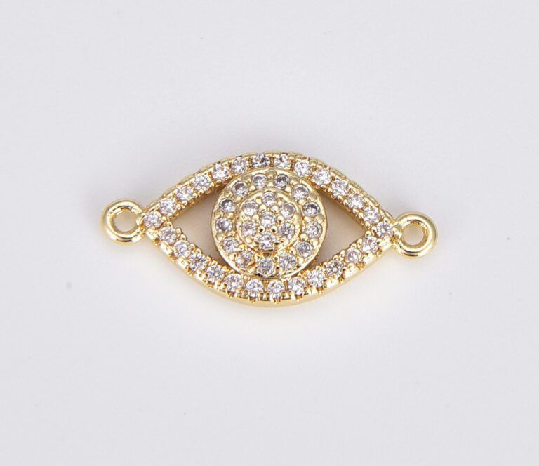 14K Gold Filled CZ Evil Eye Connector, Butterfly Hamsa Hand Sun Connector, CN365