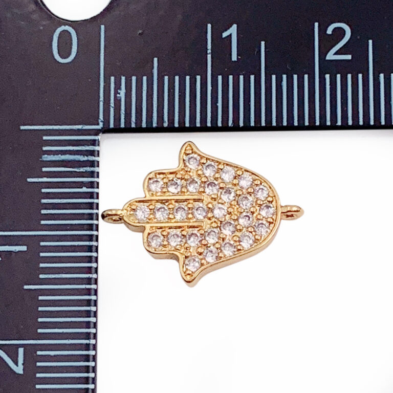 14K Gold Filled CZ Evil Eye Connector, Butterfly Hamsa Hand Sun Connector, CN365