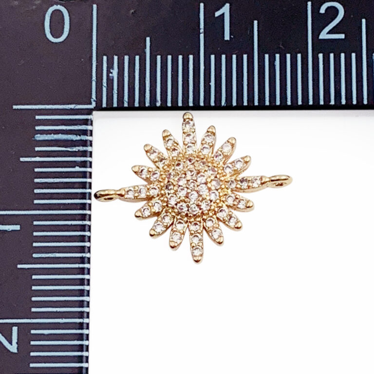 14K Gold Filled CZ Evil Eye Connector, Butterfly Hamsa Hand Sun Connector, CN365