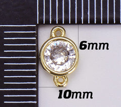 18K Gold Filled Tiny Round Charm Connector, Round CZ Charm Connector, Cubic Zirconia Charm Pendant for Bracelet Necklace Component, CN373A