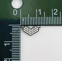 18K Gold Filled Dainty Heart Charm Connector, Micro Pave Connector Link, Cubic Zirconia Charm Connector for Jewelry Making, CN376B