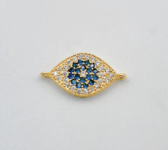 18K Gold Filled Dainty Micro Pave Evil Eye Connector, CZ Evil Eye Charm, Cubic Zirconia Gold Evil Eye Bracelet Connector Link Charm, CN378