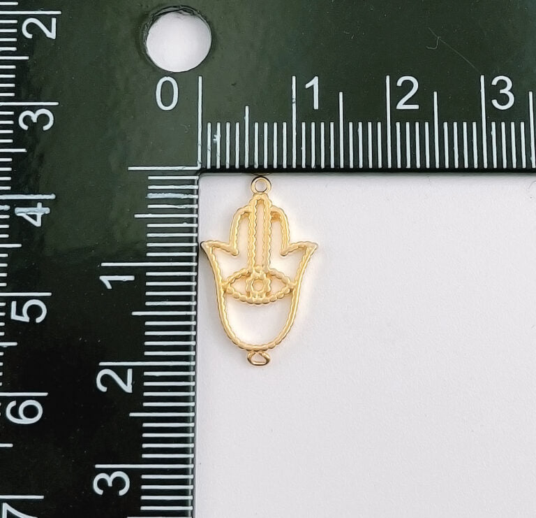 18K Gold Filled Hamsa Hand Connector, Micro Pave Hamsa Charm Connector for Bracelet Necklace Earring Component, 20x12mm, CN381