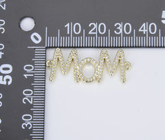 18K Gold FilledMom Word Charm Connector, Mothers Day Gift, Mom Charm for Bracelet Necklace Component DIY Jewelry Making Supply, CN388