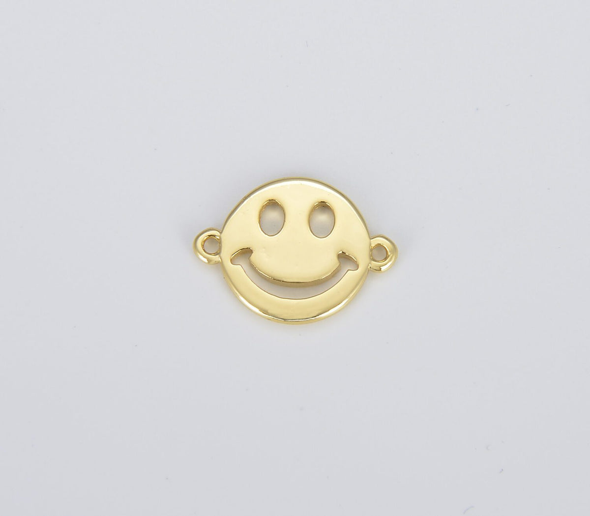 18K Gold Filled Dainty Happy Smile Connector, Tiny Smiley Face Bracelet Connector Emoji Bracelet Connector for Jewelry Making Supply, CN392