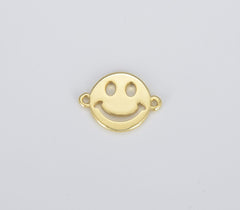 18K Gold Filled Dainty Happy Smile Connector, Tiny Smiley Face Bracelet Connector Emoji Bracelet Connector for Jewelry Making Supply, CN392