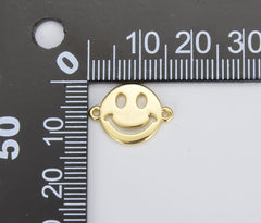 18K Gold Filled Dainty Happy Smile Connector, Tiny Smiley Face Bracelet Connector Emoji Bracelet Connector for Jewelry Making Supply, CN392