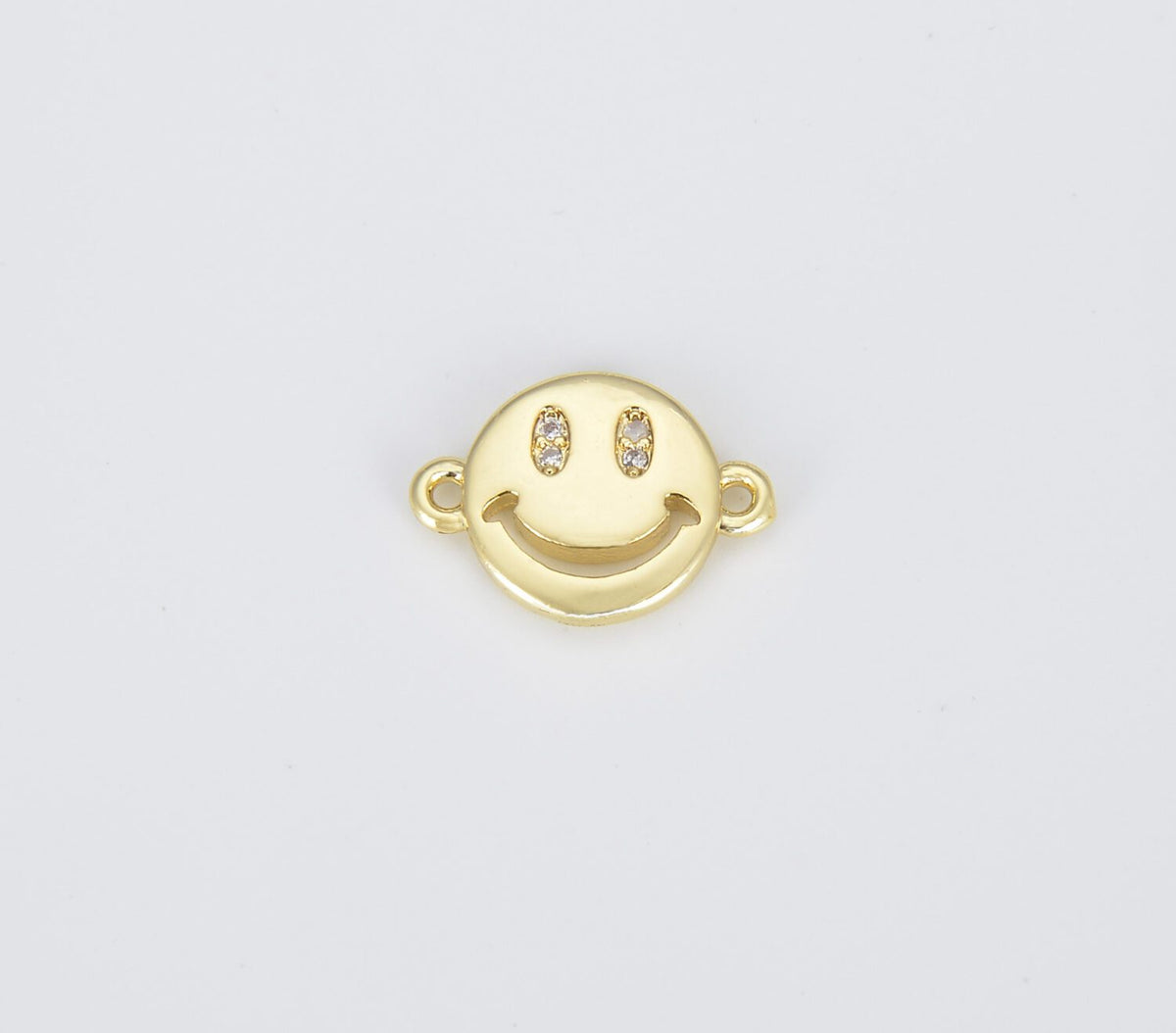 18K Gold Filled Dainty Happy Smile Connector, Tiny Smiley Face Bracelet Connector Emoji Bracelet Connector for Jewelry Making Supply, CN393