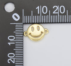 18K Gold Filled Dainty Happy Smile Connector, Tiny Smiley Face Bracelet Connector Emoji Bracelet Connector for Jewelry Making Supply, CN393