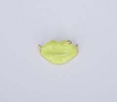 18K Gold Filled Enamel Pave Lips Charm Connector, CN400