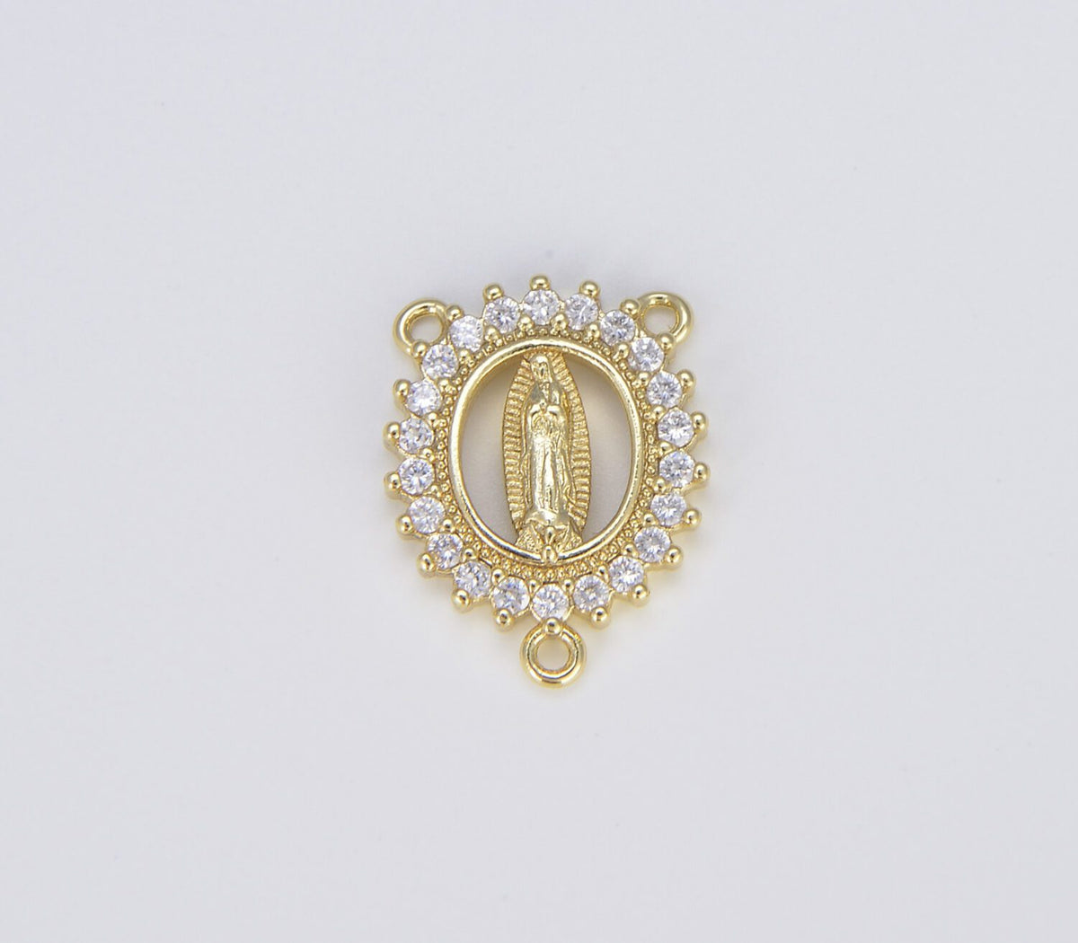 18K Gold Filled Virgin Mary Miraculous Medal Rosary Centerpiece, CN403