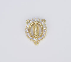 18K Gold Filled Virgin Mary Miraculous Medal Rosary Centerpiece, CN403