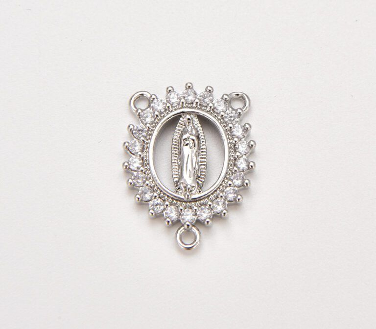 18K Gold Filled Virgin Mary Miraculous Medal Rosary Centerpiece, CN403