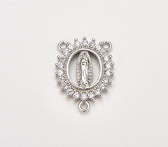 18K Gold Filled Virgin Mary Miraculous Medal Rosary Centerpiece, CN403