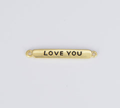 18K Gold Filled Flat Enamel Love You Bar Charm Connector, CN404