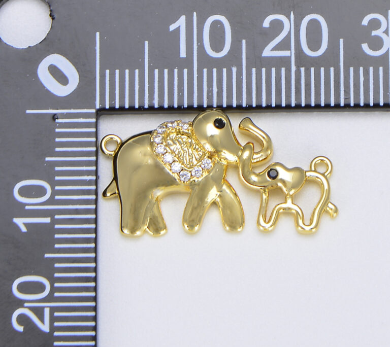 18K Gold Filled CZ Micro Pave Elephant Connector, CN406