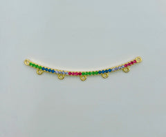 18K Gold Filled Colorful Rainbow CZ 5 Hole Multi Strand Connector CN409