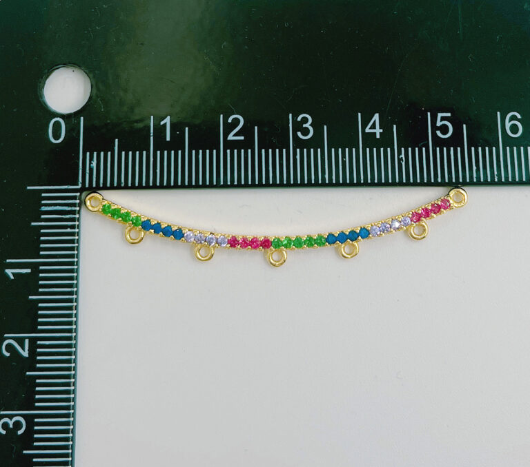 18K Gold Filled Colorful Rainbow CZ 5 Hole Multi Strand Connector CN409