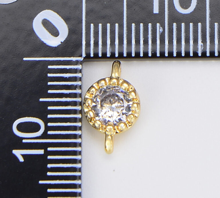 18K Gold Filled Round CZ Charm Connector, CN411